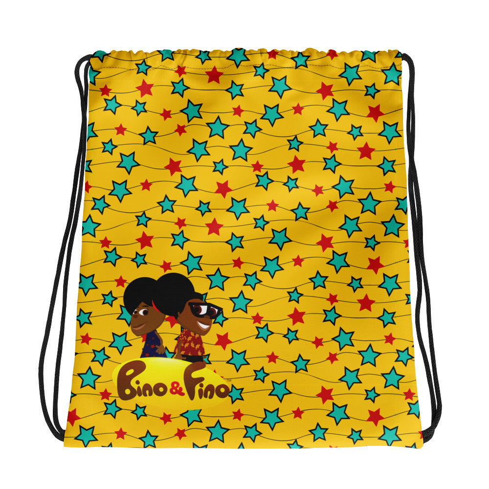 Yellow Stars Bino and Fino ! Drawstring bag